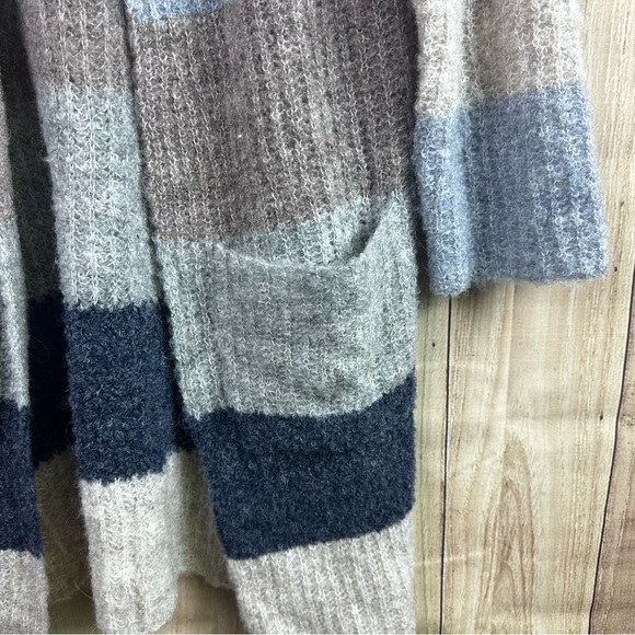 Pepin for Anthropologie Women's Striped Sweater Alpaca Wool- Blue and Gray - Picture 2 of 7